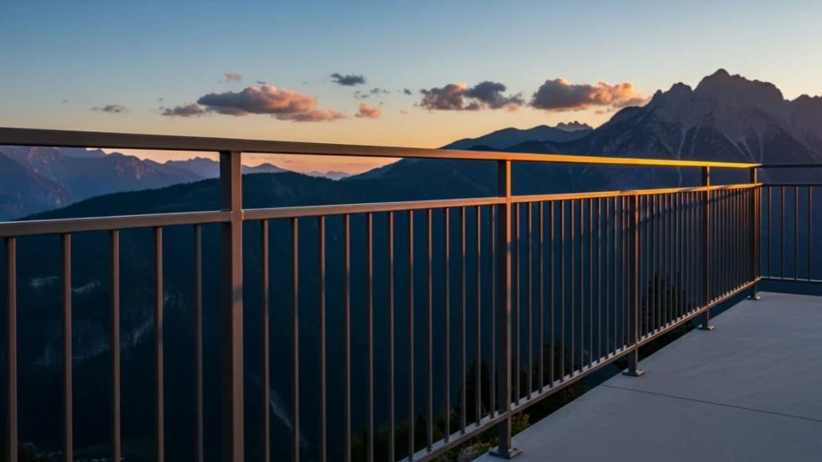 Aluminum balcony railing with vertical pickets