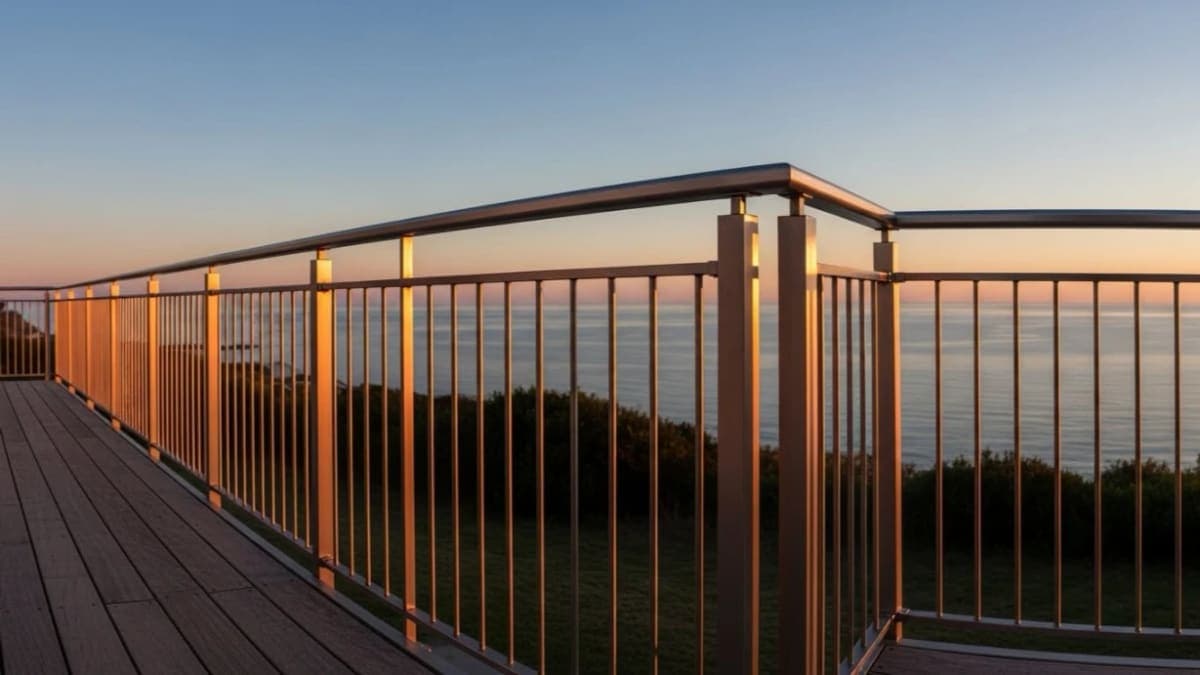 Aluminum railing around a deck perimeter